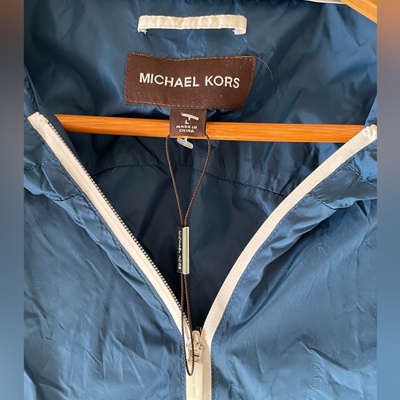 Michael Kors Blue Windbreaker Light Coat Unisex Size Large - Picture 3 of 6